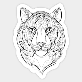 Continuous Line Tiger Portrait. 2022 New Year Symbol by Chinese Horoscope Sticker